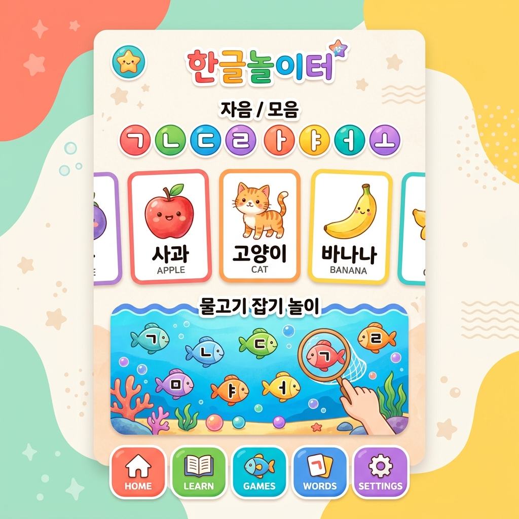 한글놀이터 앱 미리보기